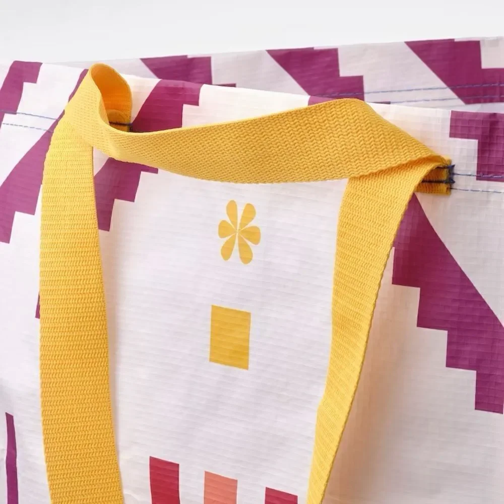 Ikea Omsesidig Limited Edition Shopping Tote Bag White Lilac‎ Stripe 19 Gallon